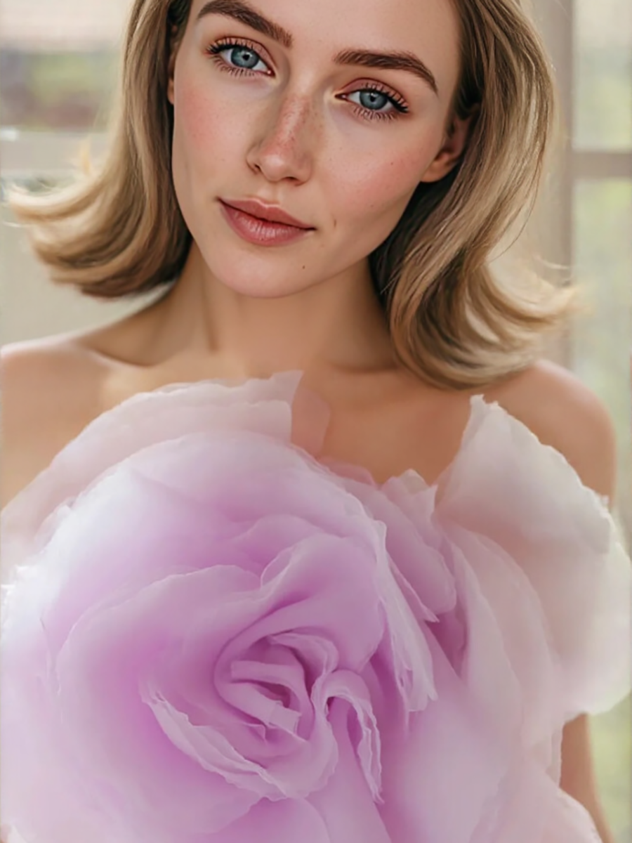 Lavendel Blumen Lange Damen Maxikleider Für Party Bloom Geraffte Organza Garten Hochzeit Brautkleider Hübsche Tüllkleider 