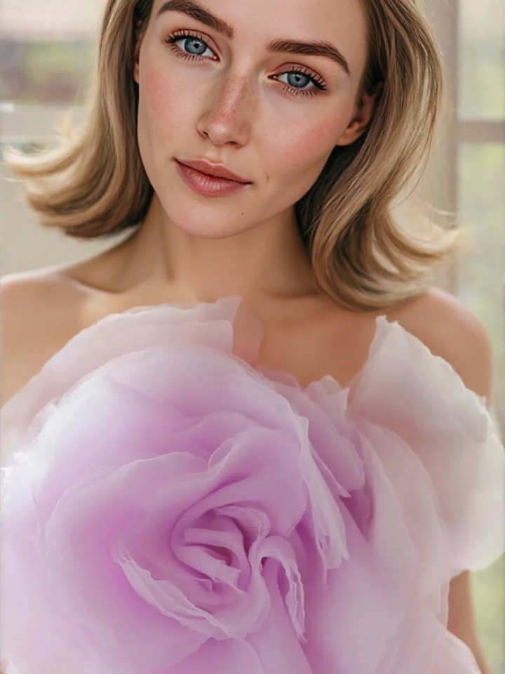 Lavendel Blumen Lange Damen Maxikleider Für Party Bloom Geraffte Organza Garten Hochzeit Brautkleider Hübsche Tüllkleider 