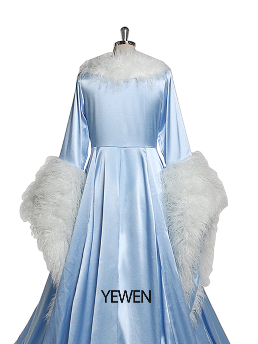 Luxus Pelzkragen Weihnachten Klassische Mode Langes Abendkleid Silvester Sogar Roben Hochzeit Cape Ausgefallene Fotografie Robe YW243135 