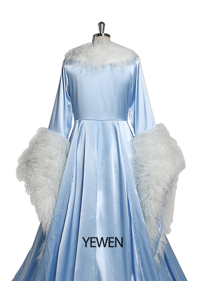 Luxus Pelzkragen Weihnachten Klassische Mode Langes Abendkleid Silvester Sogar Roben Hochzeit Cape Ausgefallene Fotografie Robe YW243135 