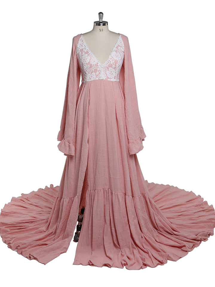 V-Ausschnitt rückenfreies Abendkleid Fotografie Kleider Babyparty Kleid für Schwangere YEWEN YD22108