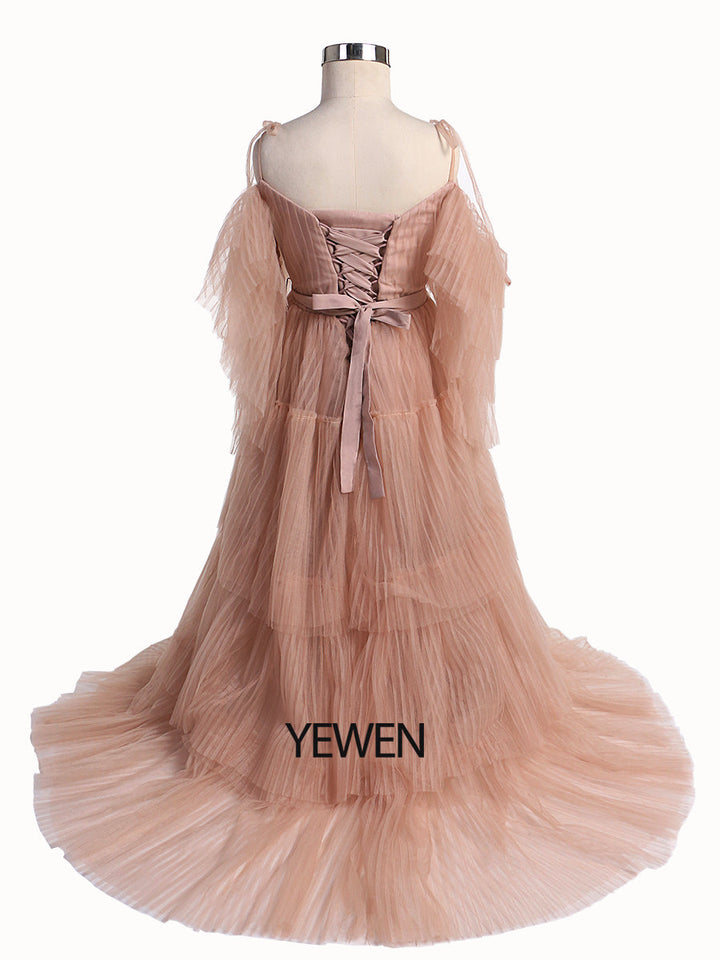 V-Ausschnitt Erstkommunionkleider für Mädchen Weicher Tüll Blumenmädchenkleider Prinzessin Partykleid Fotoshootingkleid 