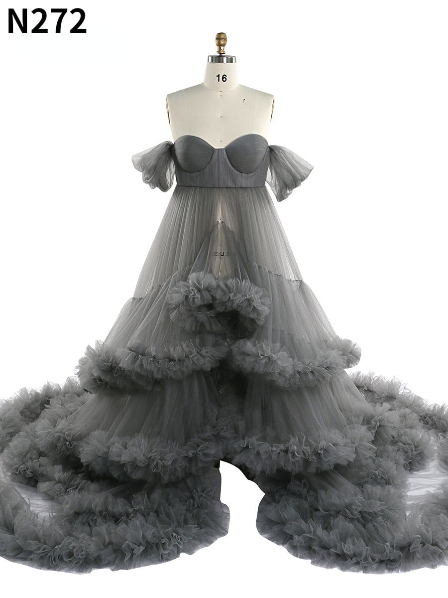 Schulterfreies Umstandskleid mit Herzausschnitt für Fotoshootings, Schwangerschaftsfotografie, Robe, Babypartykleid YW21022 