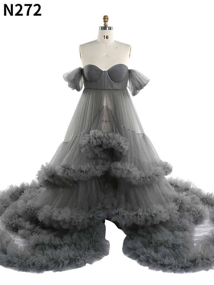 Schulterfreies Umstandskleid mit Herzausschnitt für Fotoshootings, Schwangerschaftsfotografie, Robe, Babypartykleid YW21022 
