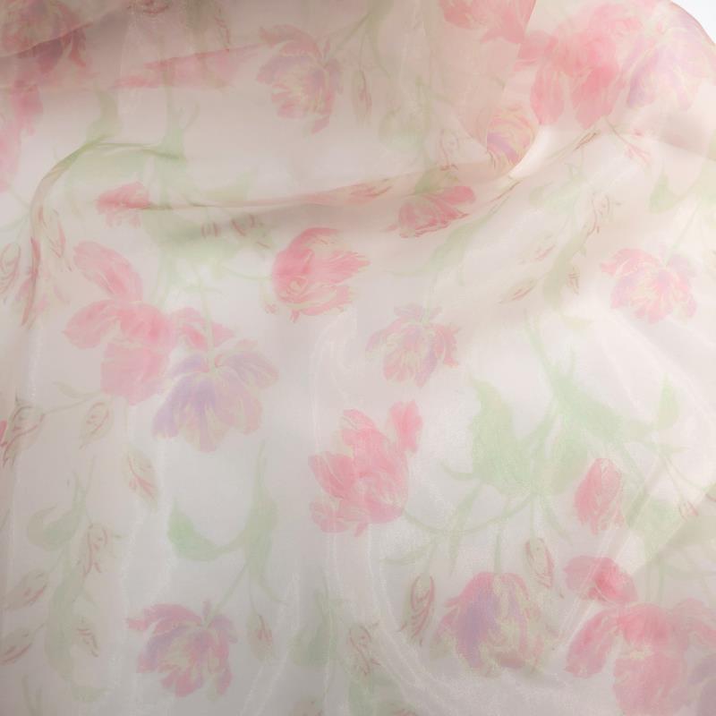Umstandskleid Fotoshooting Print Blumenmuster Seide Weicher Organza Schulterfreies Maxikleid mit Schleppe YW230305 