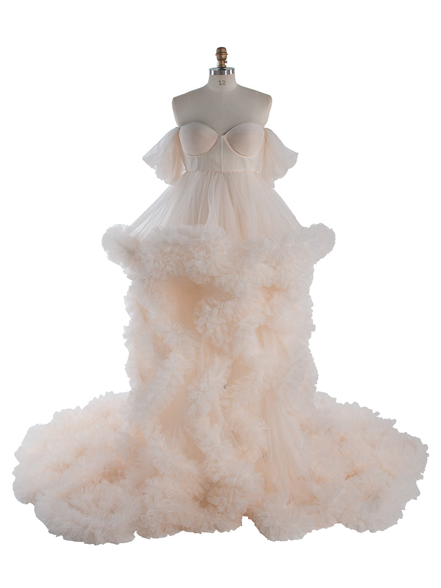 Schulterfreies Umstandskleid für Fotoshootings, Schwangerschaftsfotografie, Robe, Babypartykleid YW220108