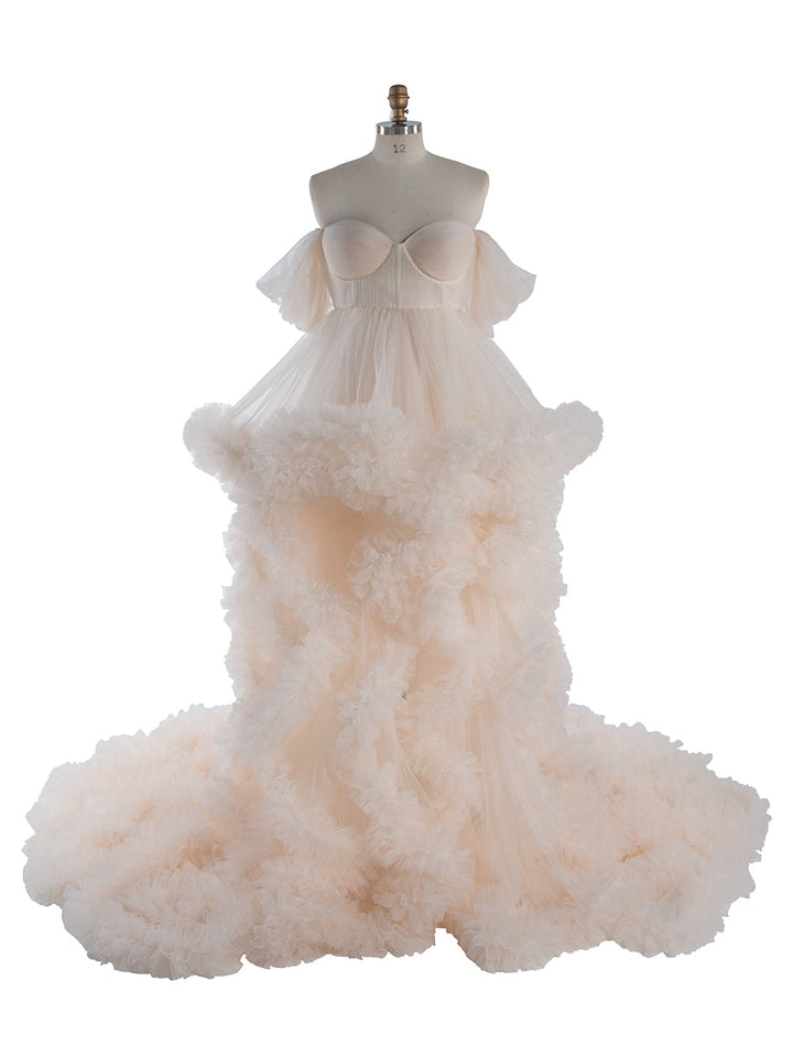Schulterfreies Umstandskleid für Fotoshootings, Schwangerschaftsfotografie, Robe, Babypartykleid YW220108