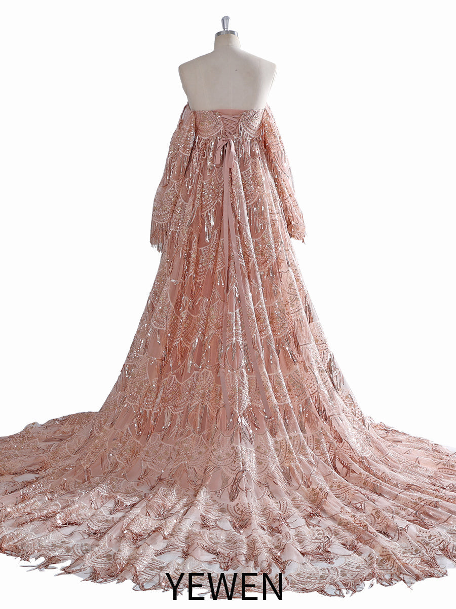 Strapless Sweetheart, Bling Sequins Dress ,Woman Photography , Props Gown