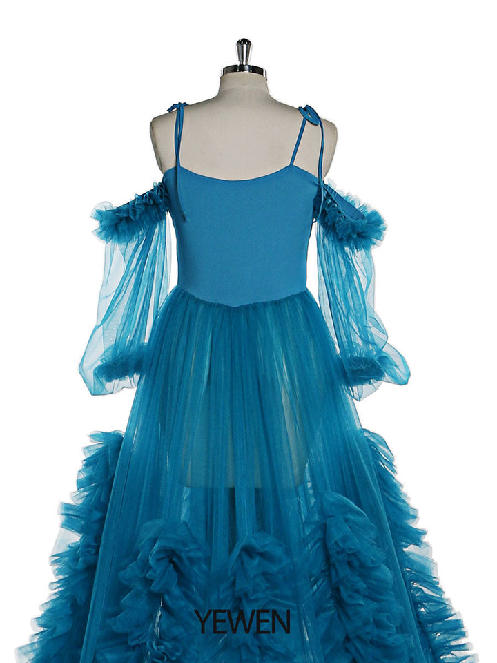 Partykleid mit kalten Schultern und langen Ärmeln, Maxi-Umstandskleid für Fotoshootings, YEWEN YW230310 