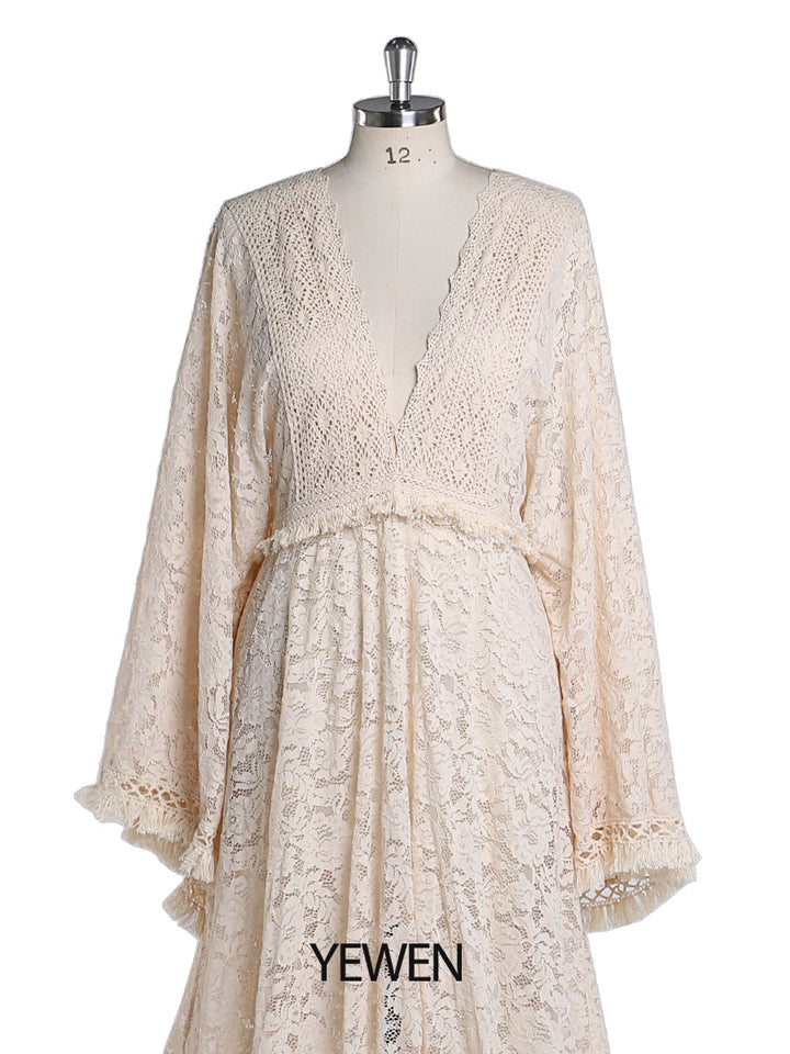 Backless Bohemian Lace Maternity Dress for Photo Shoot Adjustable Waist Maternity Gowns Baby Shower Dresses YEWEN YW220416