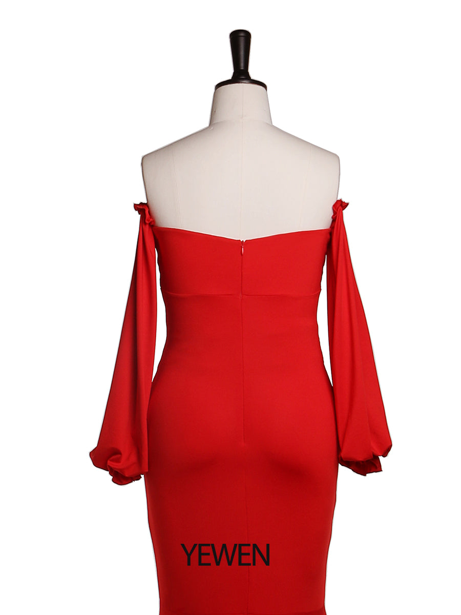 Lange Ärmel, dehnbarer Stoff, Meerjungfrau-Stil, Umstandskleid für Fotoshootings, Umstandskleid, Brautjungfernkleid, Abendkleid, YeWen YW21009 