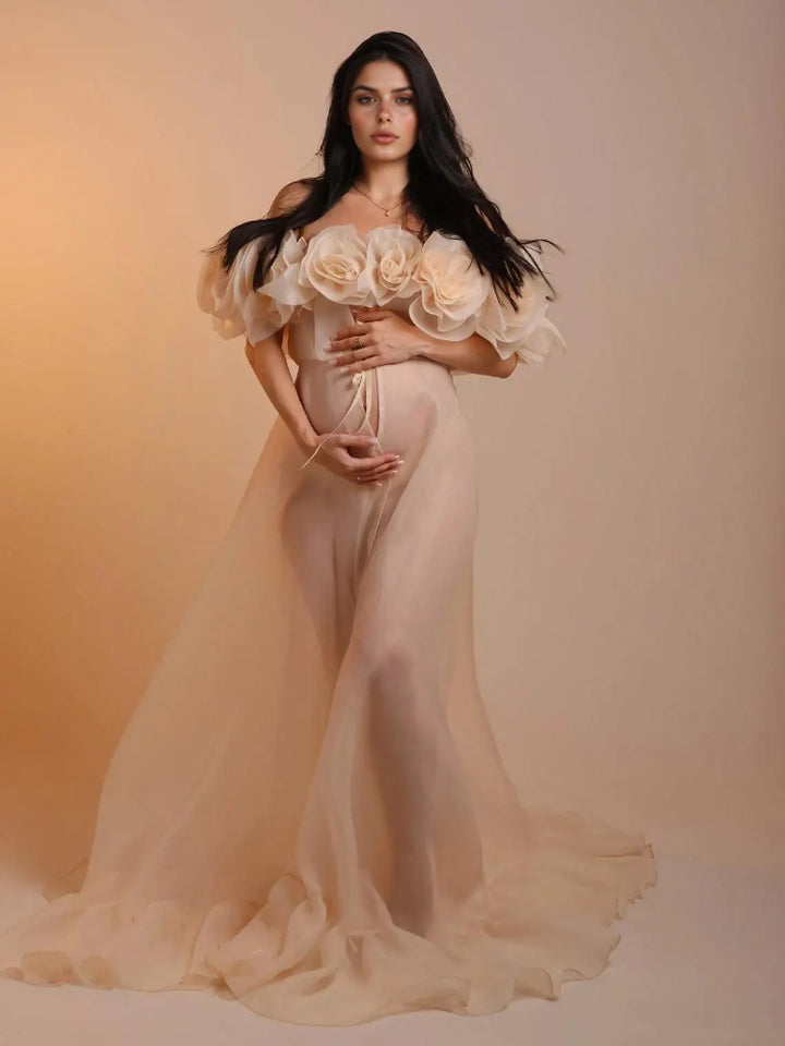 Umstandskleid für Fotoshooting Umstandskleid Organza Schwangerschaftskleid für Babyparty 