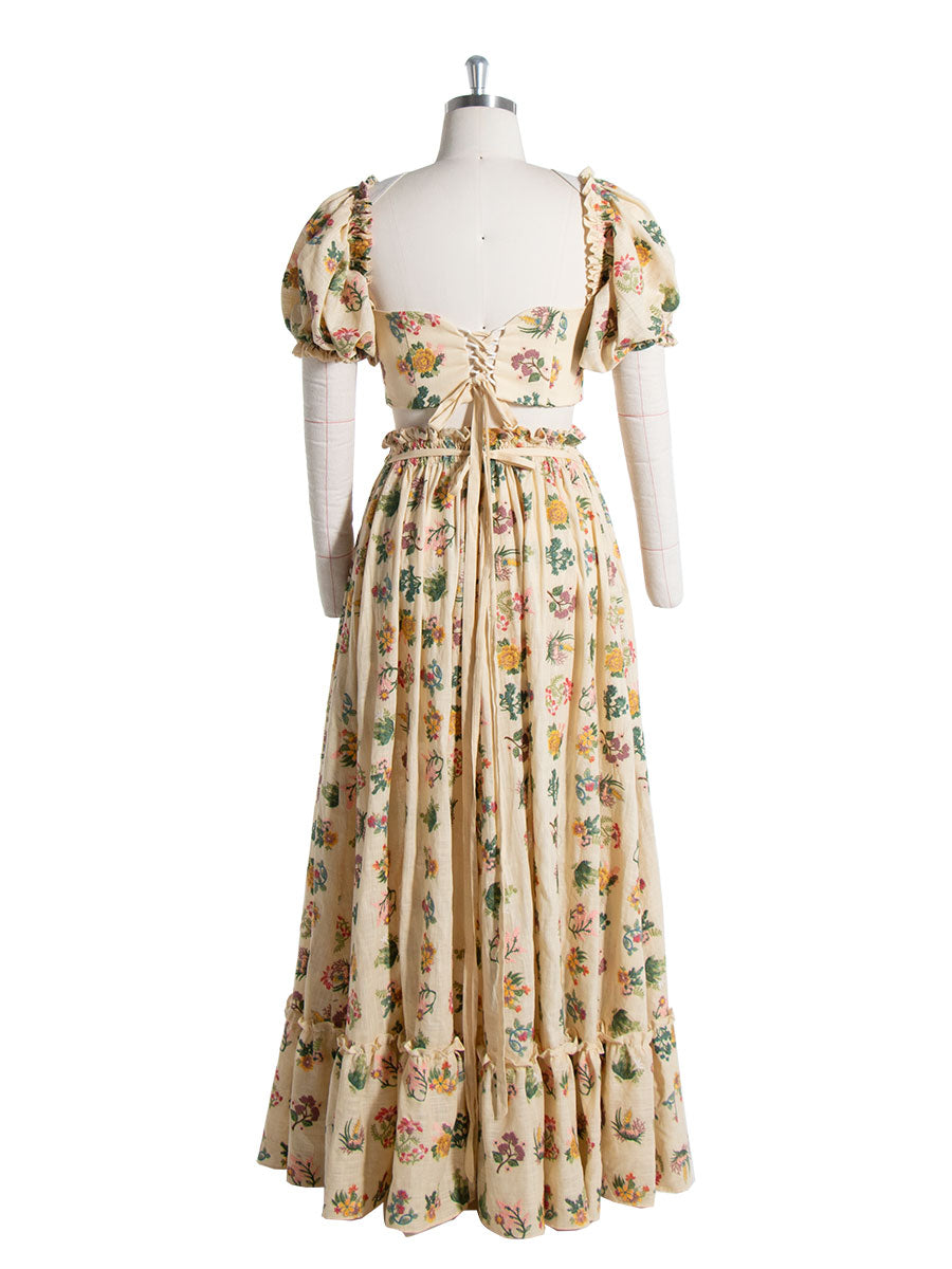 Embroidered Floral , 2 Piece Set Dress , Elastic Waist , Boho Photo Shoot Dress