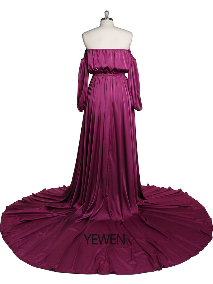 Schulterfreies Umstandsabendkleid Lang Schwangere Frauen Ausgefallene Schwangerschaft Elegence Maxikleid Fotoshooting Kleider YD211103 