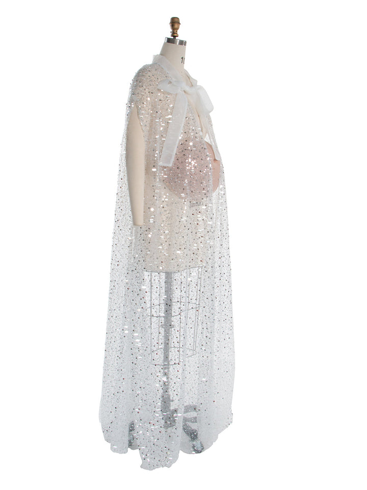 Pailletten mit Perlen Umstandskleid für Fotoshooting Schwangerschaft Babyparty Kleid YW250005 