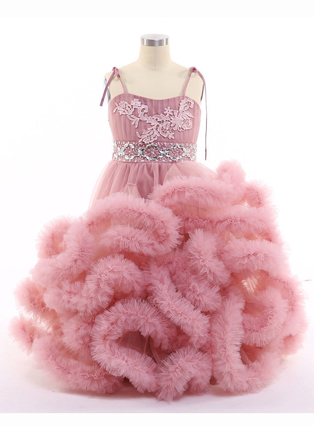 Wolke Kleine Blume Mädchen Kleider für Hochzeiten Party Kleider Sexy Kinder Stickerei Kinder Geburtstag Kleider 