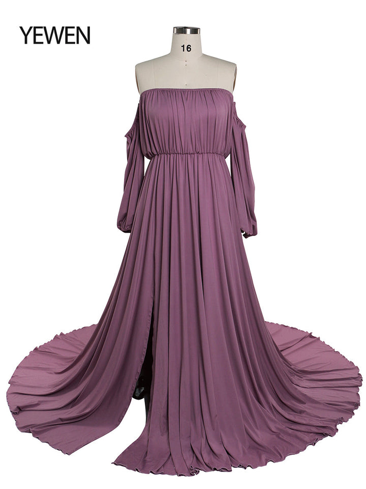 Trägerloses Umstandsabendkleid, lang, für Schwangere, ausgefallenes Schwangerschafts-Elegence-Maxikleid, Kleider für Fotoshootings, YW220109