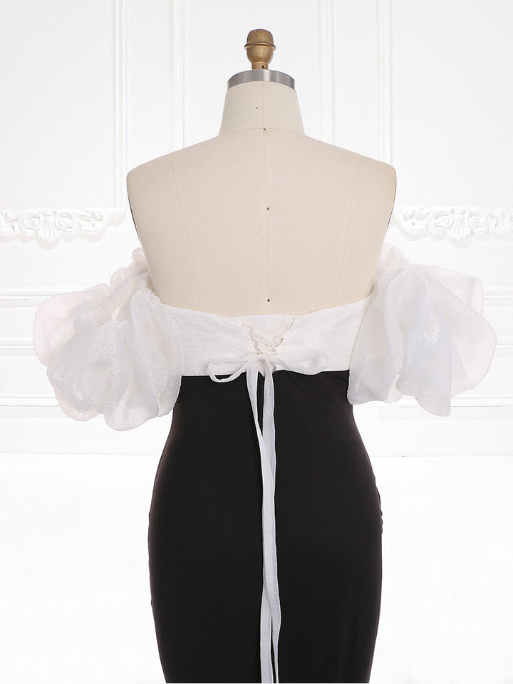 Meerjungfrau-Umstandskleid mit Puffärmeln, dehnbarem Stoff, für Fotoshootings, Umstandskleid, Brautjungfernkleid YW231110 