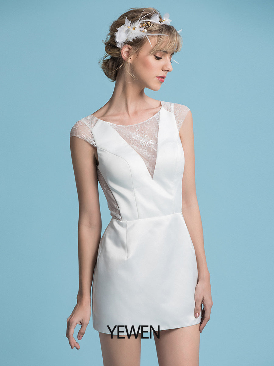 Böhmisches minimalistisches Brautkleid mit abnehmbarem Rock 