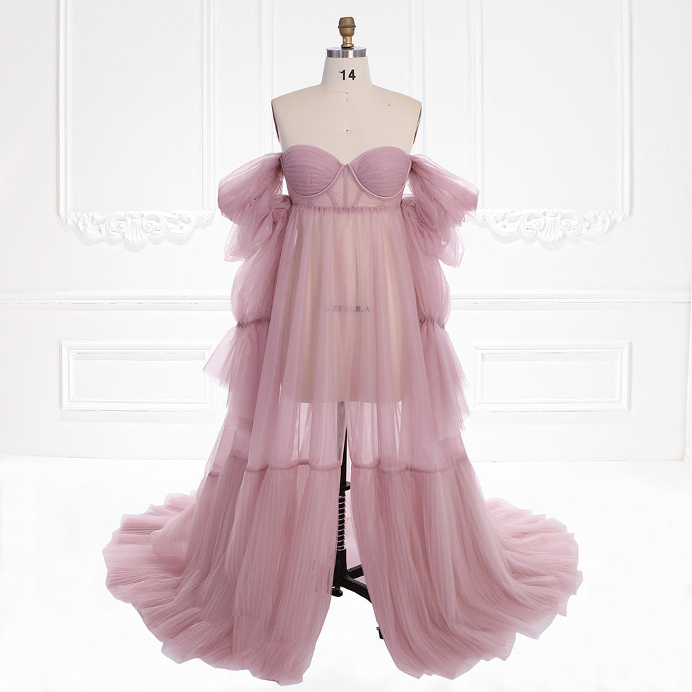 Tulle Maternity Dress for Photo Shoots, Corset Back Maternity Gown for Photoshoot
