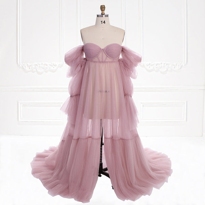 Tulle Maternity Dress for Photo Shoots, Corset Back Maternity Gown for Photoshoot