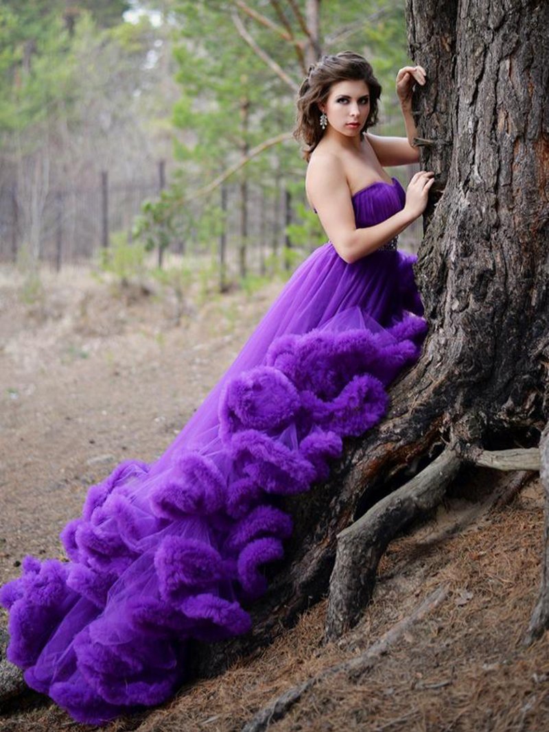 Trägerloses elegantes Partykleid mit höherer Taille und Rüschen, Prinzessinnen-Brautkleid, Umstandskleid