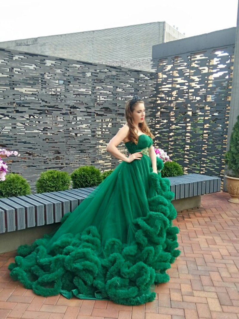 Trägerloses elegantes Partykleid mit höherer Taille und Rüschen, Prinzessinnen-Brautkleid, Umstandskleid