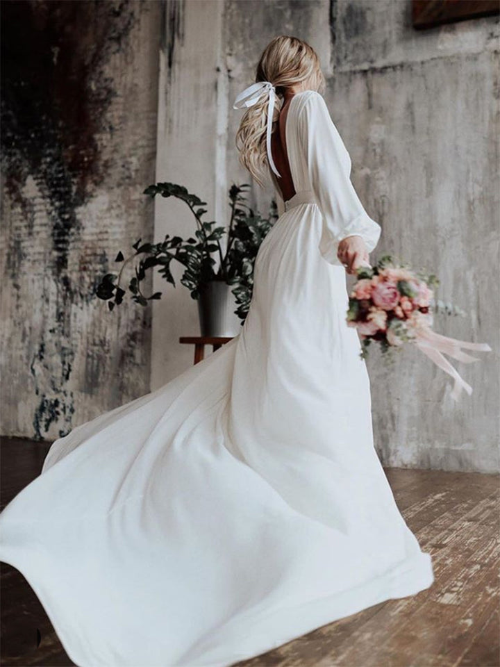 Elegant Long Sleeve Party Dress Backless Cocktail Evening Dress Photography Dress YD211106