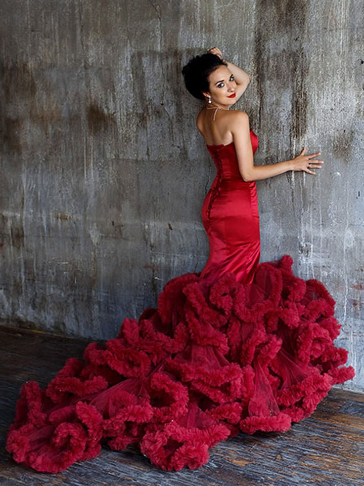 Burgunder Brautkleider Plus Size Meerjungfrau Brautkleid Brautkleid Fotoshooting Kleid