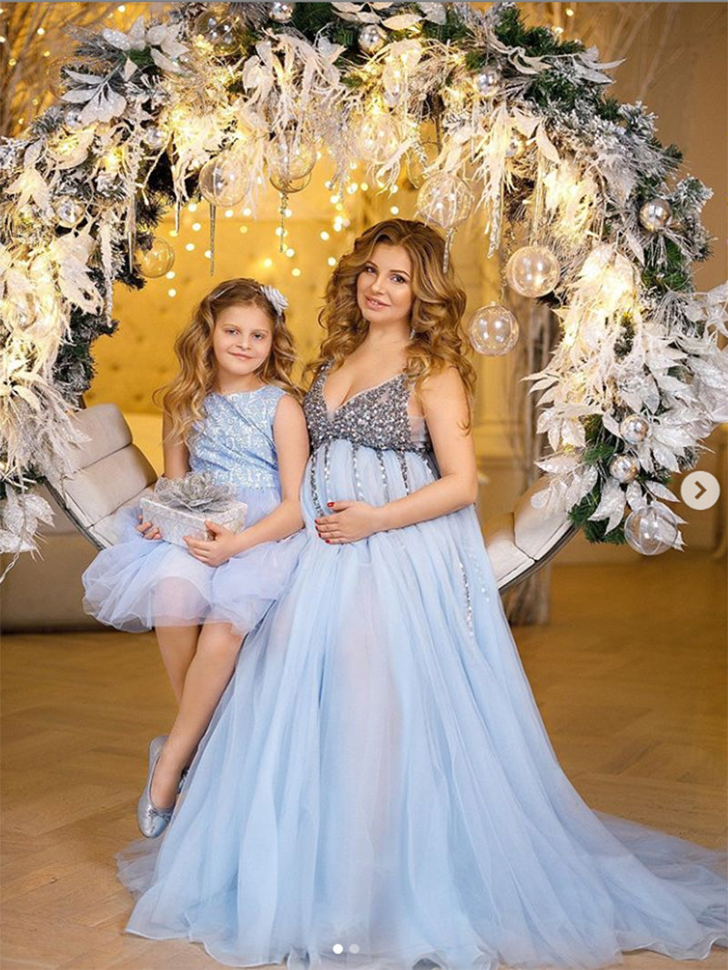 V-Neck Beaded Evening Dresses Prom Dress Elegant Sleeveless Maxi Dress Photo Shoot Dress