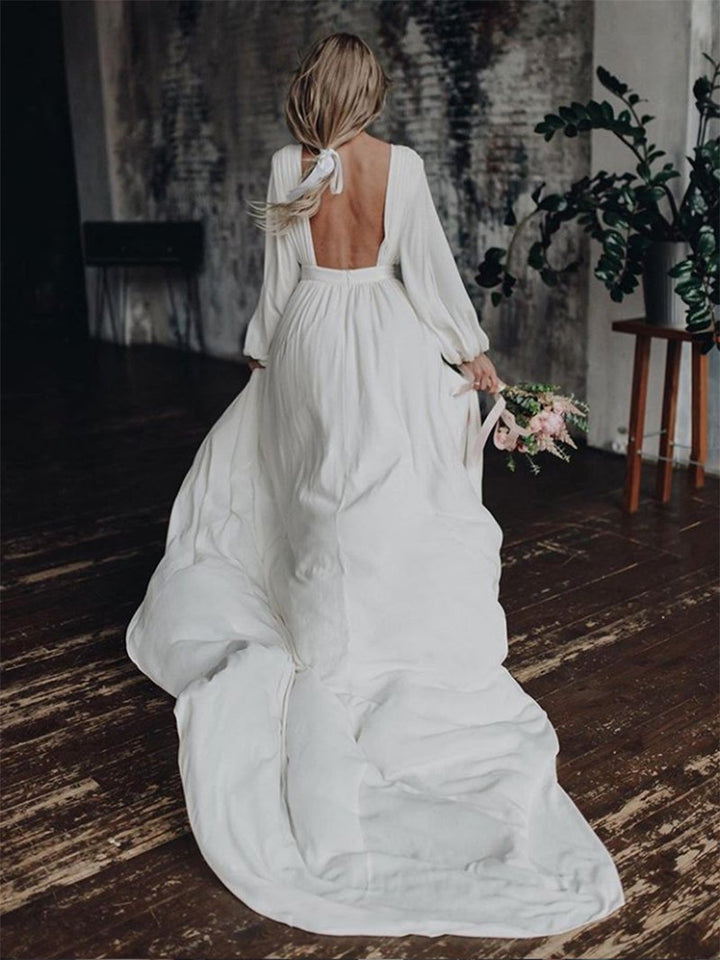 Elegant Long Sleeve Party Dress Backless Cocktail Evening Dress Photography Dress YD211106