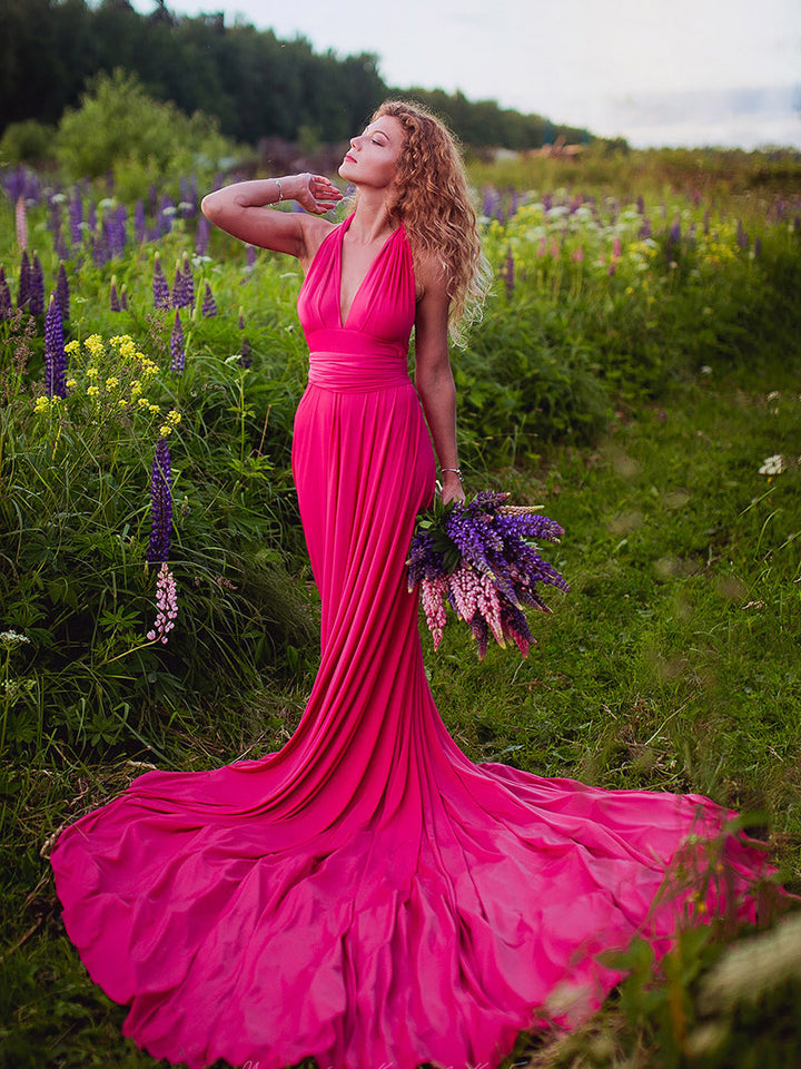 V-Ausschnitt, offener Rücken, A-Linie, langes Abendkleid, elegante Party-Ballkleider, formelle Kleider