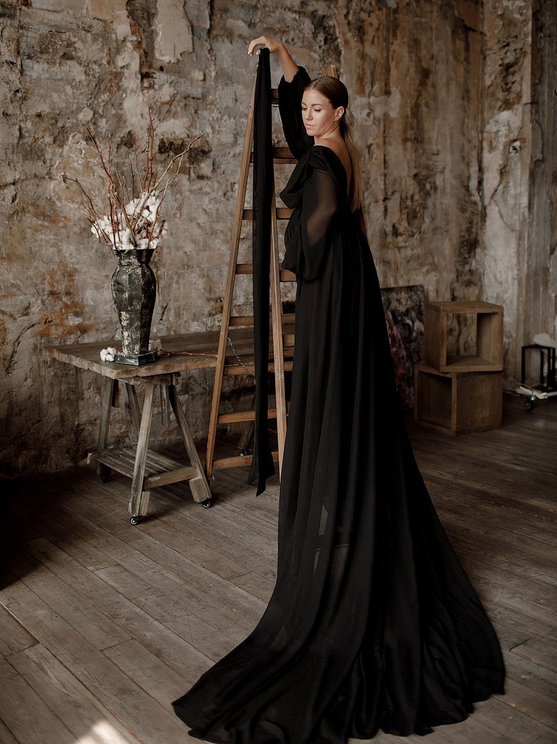 Elegant Long Sleeve Party Dress Backless Cocktail Evening Dress Photography Dress YD211106