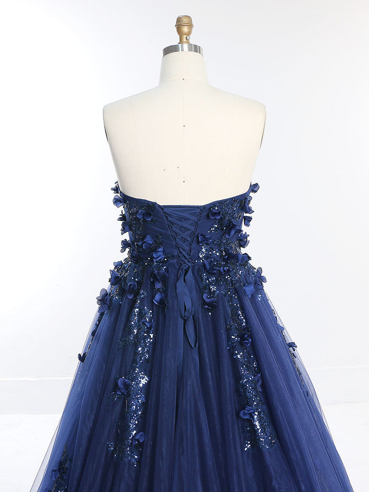 Trägerloses rückenfreies Blumen-Pailletten-Elegantes Abendkleid Fotoshooting-Kleider YW230528