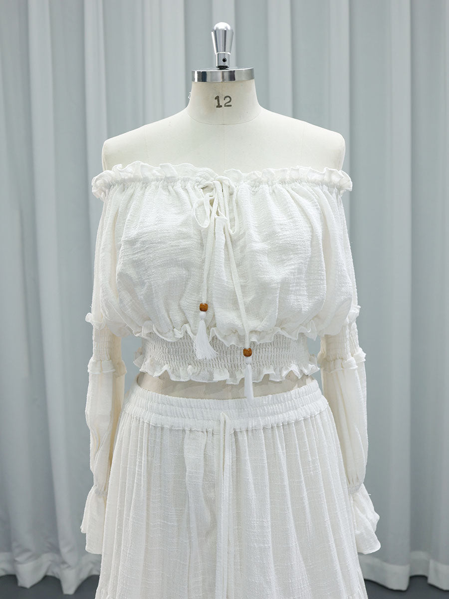 Two Pieces Set Dress , Adjustable Waist ,Woman Boho Photo Shoot Dresses