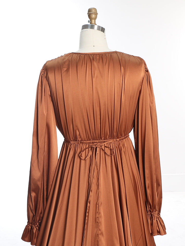 Weiches Satin-Fotoshooting-Kleid mit Seitenschlitz, Fotografie-Kleider/Umstandskleid für Babyparty, YEWEN YW231010