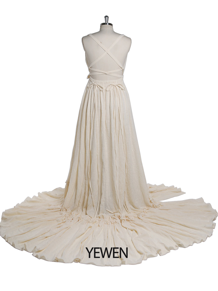 Abendkleider mit V-Ausschnitt und Stretch-Taille, Fotografie-Kleid, Babyparty-Kleid für Schwangere, YEWEN YD211009