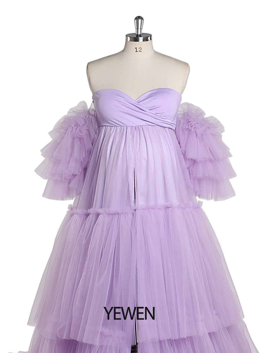 Umstandskleid mit Herzausschnitt für Fotoshootings, Schlitz vorne, Schwangerschaftskleid, Maxikleid für Damen, YW220330 
