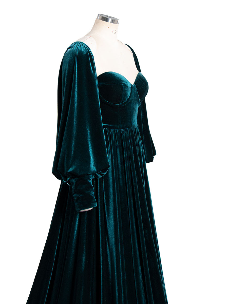 Langärmliges Samtkleid für Fotoshooting-Outfit YW240088 