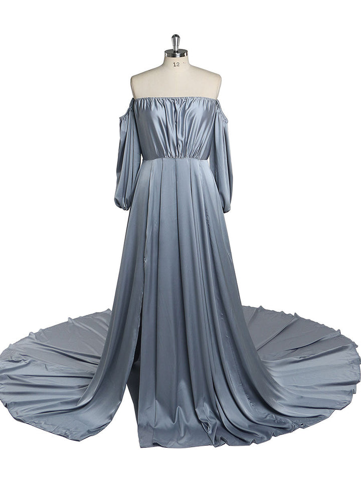 Schulterfreies Umstandsabendkleid Lang Schwangere Frauen Ausgefallene Schwangerschaft Elegence Maxikleid Fotoshooting Kleider YD211103 