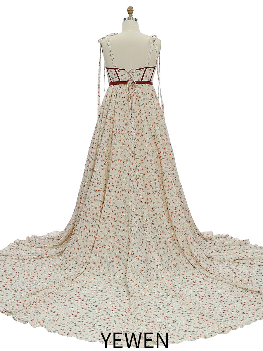 Umstandskleid aus Chiffon mit Blumenmuster und hoher Taille für Fotoshootings YW231032-1 
