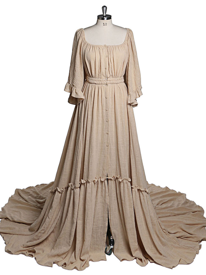 Abendkleider mit ausgestellten Ärmeln und Stretch-Ausschnitt, Fotografie-Kleid, Babyparty-Kleid für Schwangere, YEWEN 2021 YD21829