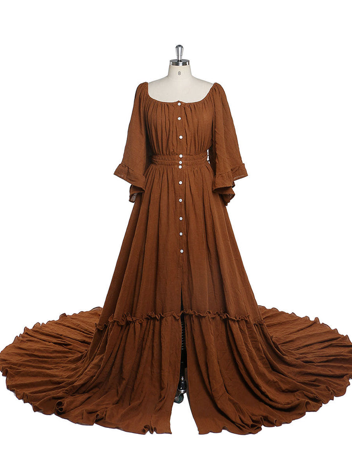 Abendkleider mit ausgestellten Ärmeln und Stretch-Ausschnitt, Fotografie-Kleid, Babyparty-Kleid für Schwangere, YEWEN 2021 YD21829