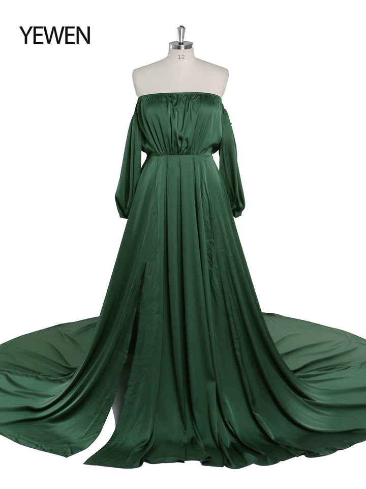 Schulterfreies Umstandsabendkleid Lang Schwangere Frauen Ausgefallene Schwangerschaft Elegence Maxikleid Fotoshooting Kleider YD211103 