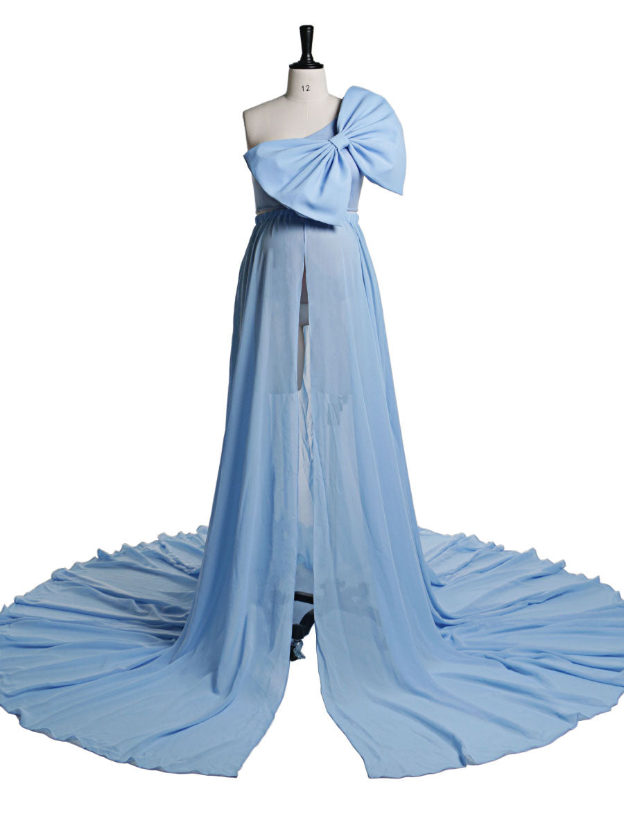 Rosa Schleife Mutterschafts-Shooting-Outfits 2-teiliges Set Kleid Babyparty Umstandskleid YW21032 