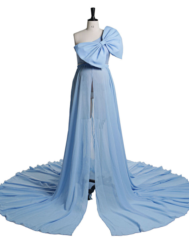 Rosa Schleife Mutterschafts-Shooting-Outfits 2-teiliges Set Kleid Babyparty Umstandskleid YW21032 