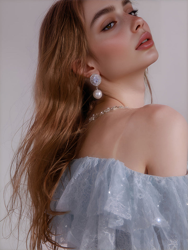 A-Linie Fee Tüll Spitze Ballkleid Off Shoulder Falten Abend Party Kleider Layered Falten Cocktail Kleider 