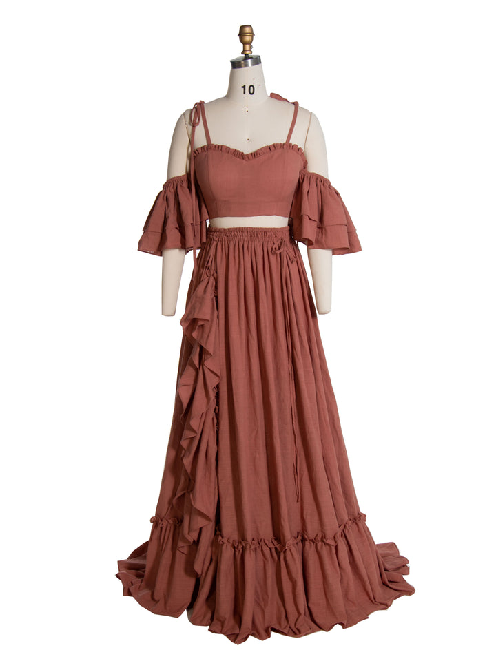 2-teiliges Set Boho-Kleid für Fotoshootings Maxi-Strandkleid YW240085-1 