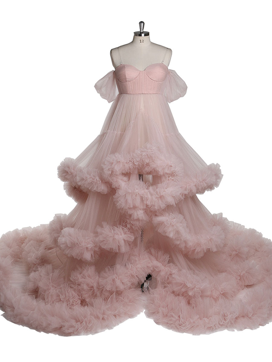 Schulterfreies Umstandskleid mit Herzausschnitt für Fotoshootings, Schwangerschaftsfotografie, Robe, Babypartykleid YW21022 