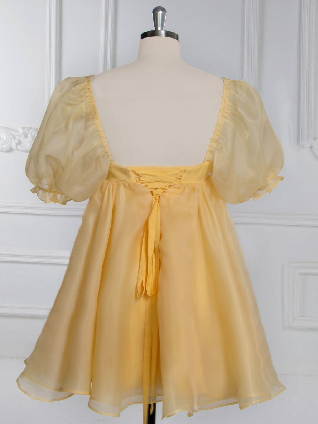 Gelbes kurzes Mini-Partykleid, elegante Homecoming-Cocktailkleider YW243161